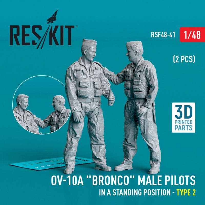 Ov-10a Bronco - Male Pilots (In A Standing Position - Type 2) (2 Pcs) (3d Printed)