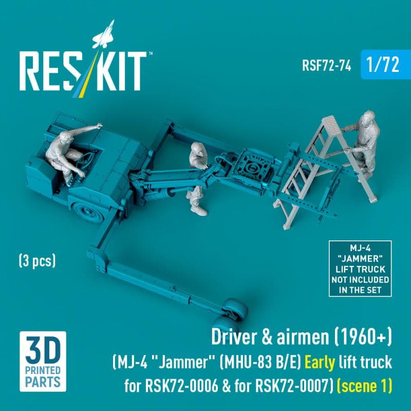 Driver & Airmen (1960+) (3 Pcs) (Mj-4 Jammer (Mhu-83 B/E) Early Lift Truck For Rsk72-0006 & For Rsk72-0007) (Scene 1) (3d Printed)