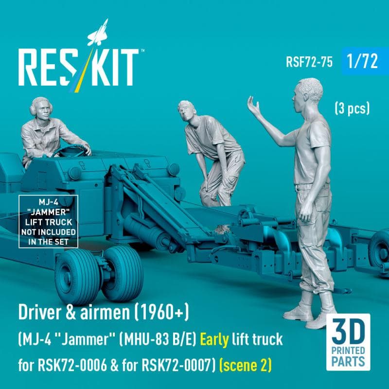 Driver & Airmen (1960+) (3 Pcs) (Mj-4 Jammer (Mhu-83 B/E) Early Lift Truck For Rsk72-0006 & For Rsk72-0007) (Scene 2) (3d Printed)