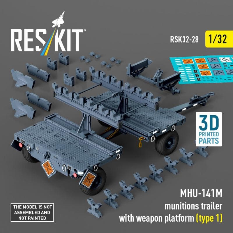 Mhu-141m Munitions Trailer With Weapon Platform (Type 1) (3d Printed Model Kit)
