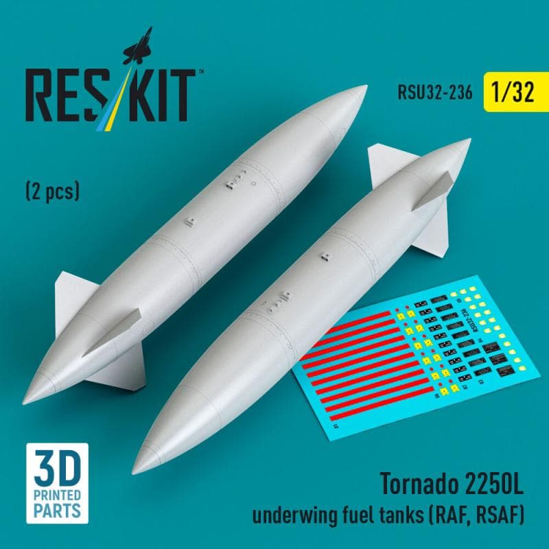 Tornado 2250l Underwing Fuel Tanks (Raf, Rsaf) (2 Pcs) (3d Printed)