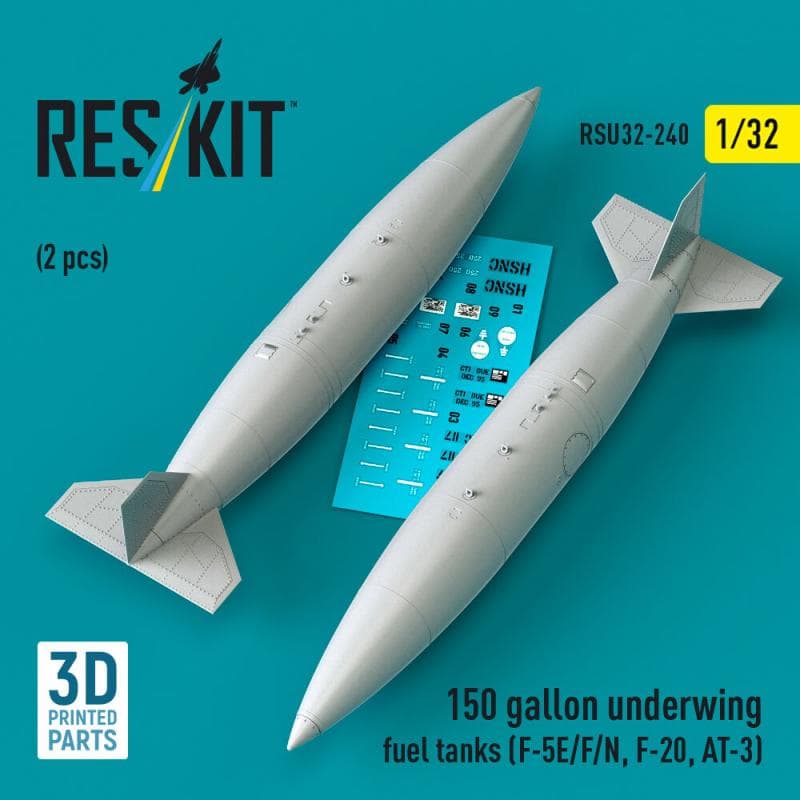 150 Gallon Underwing Fuel Tanks (F-5e, F, N, F-20, At-3) (2 Pcs) (3d Printed)