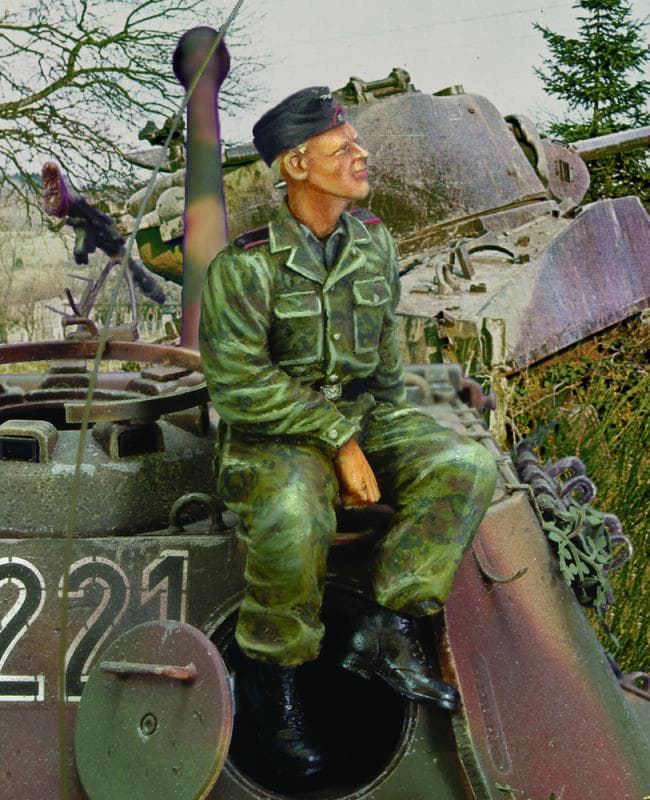 Waffen Ss Tanker Sitting On Turret-Wwii