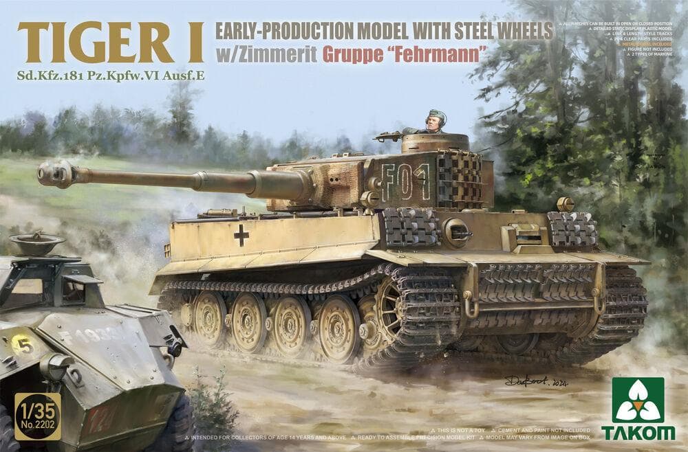 Tiger I Sd.Kfz.181 Pz.Kpfw.Vi Ausf.E (Early Production With Steel Wheels W/Zimmerit Gruppe Fehrmann)