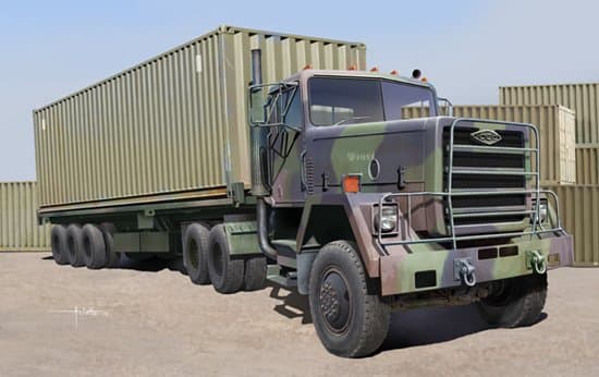M915 Tractor With M872 Flatbed Trailer & 40ft Container