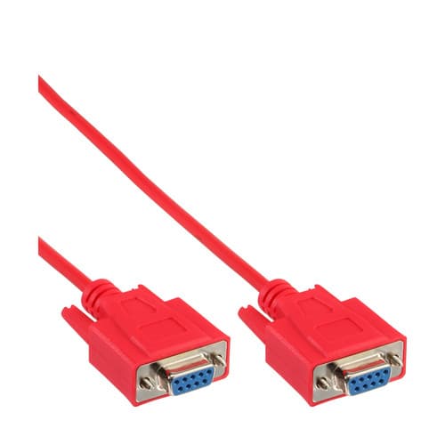 Inline® Nullmodemkabel, 9pol Buchse / Buchse, Vergossen, Rot, 3m