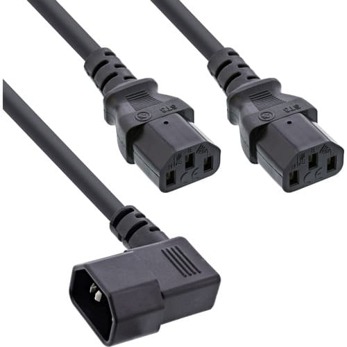 Inline® Netz-Y-Kabel, Kaltgeräte, 1x Iec-C14 Gewinkelt Auf 2x Iec-C13, 1m