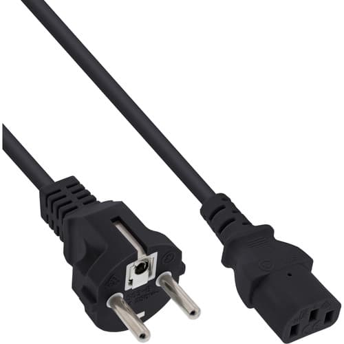 Inline® Netzkabel, Schutzkontakt Auf Kaltgerätestecker C13, Schwarz, 1 M