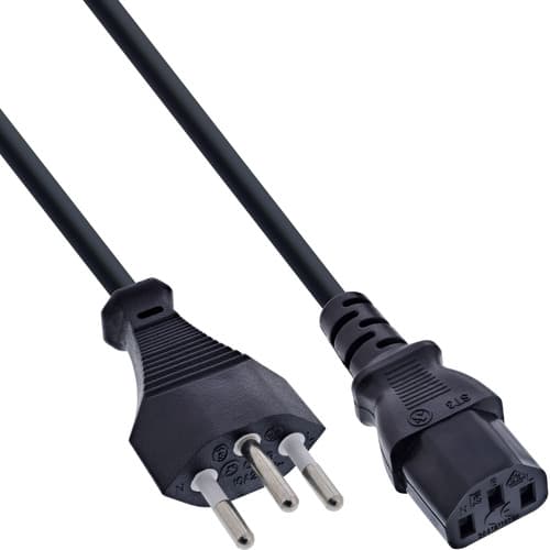 Inline® Netzkabel, Netzstecker Schweiz Sev 1011 Auf Iec-C13, Schwarz, 3 M