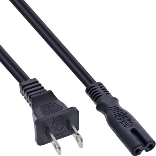 Inline® Netzkabel, Netzstecker Japan Auf Euro 8 C7 Stecker, Schwarz, 1,8m