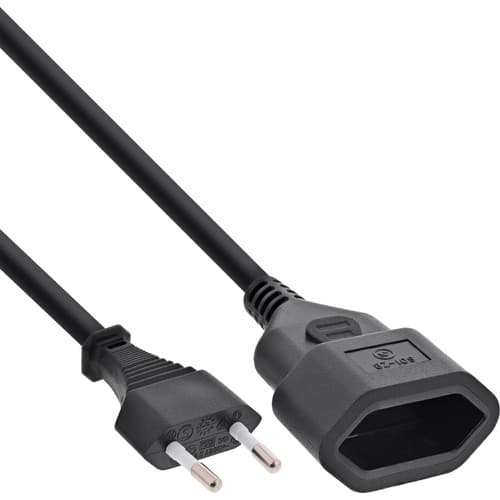 Inline® Euro-Verlängerung, Eurostecker An Eurokupplung, Schwarz, 1m