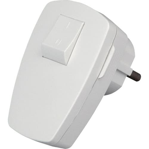Kopp Kunststoff-Schutzkontakt-Stecker,Wippenschalter, Für 3x1,5mm², Arktisweiß