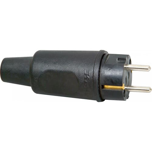 Kopp Vollgummi-Schutzkontakt-Stecker, Bis 3x2,5mm², Schwarz