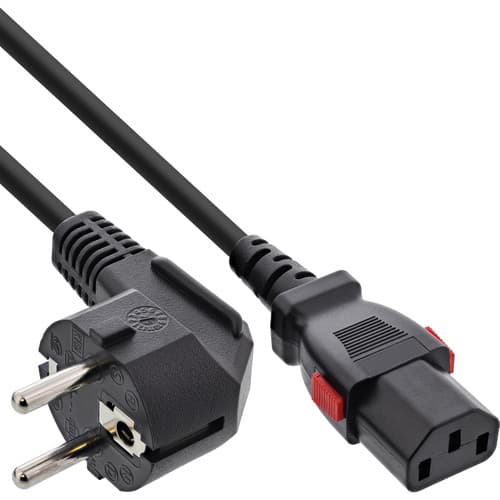 Inline® Netzkabel, Schutzkontakt Gewinkelt Auf C13 Verriegelbar, 5m