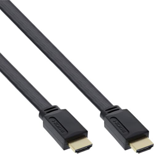 Inline® Hdmi High Speed Flachkabel Mit Ethernet, Schwarz, 1 M