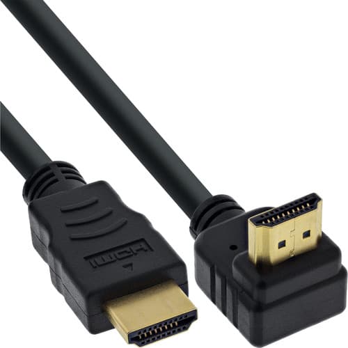 Inline® Hdmi High Speed Kabel Mit Ethernet, Gewinkelt, Schwarz, 0,5 M