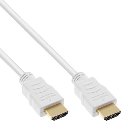 Inline® Hdmi-High Speed Kabel Mit Eth., Premium, St / St, Weiß / Gold, 3m