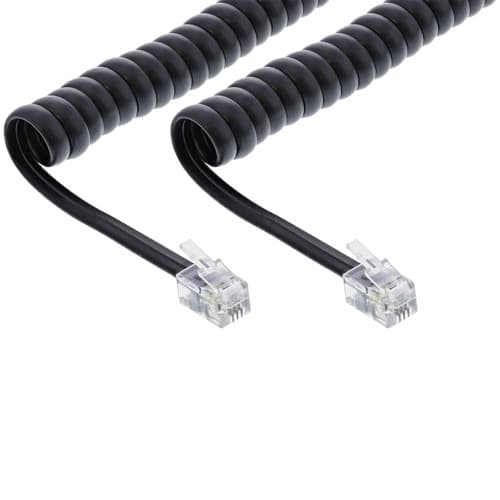 Inline® Spiralkabel, Rj10 Stecker / Stecker, Schwarz, Max. 4m