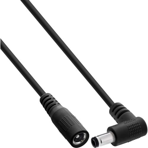 Inline® Dc Verlängerungskabel, Winkelstecker, 5,5 X 2,1 Mm, Schwarz, 0,5 M