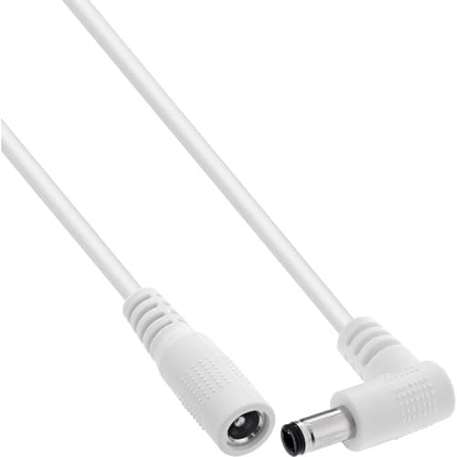 Inline® Dc Verlängerungskabel, Winkelstecker, 5,5 X 2,1 Mm, Weiß, 5 M