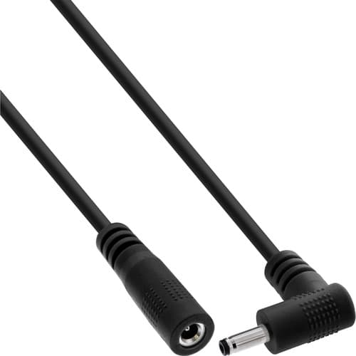 Inline® Dc Verlängerungskabel, Winkelstecker, 3,5 X 1,35 Mm, Schwarz, 2 M