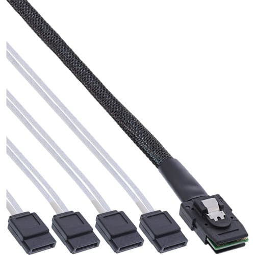 Inline® Sas Anschlusskabel, Mini Sas Sff8087 An 4x Sata, Crossover, Ocf, 0,5m