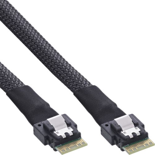 Inline® Slim Sas Kabel, Sff-8654 4i Zu Sff-8654 4i, 24gb/S, 0,5m
