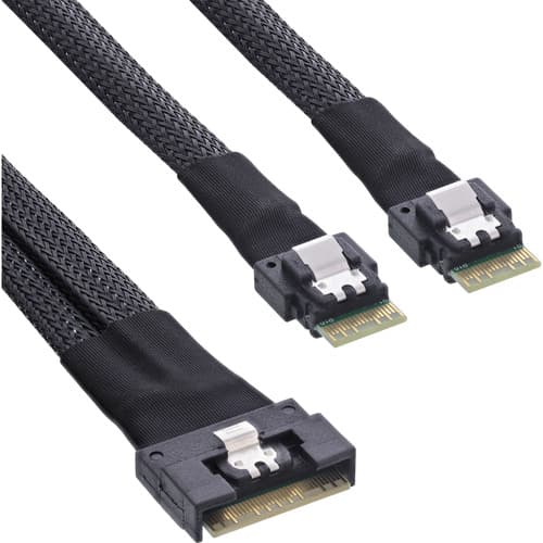 Inline® Slim Sas Kabel, Sff-8654 8i Zu 2x Sff-8654 4i, 0,75m