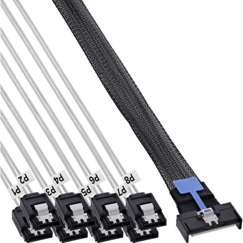 Inline® Mcio X8 Breakout-Kabel Auf 8x Sata, 0,5 M