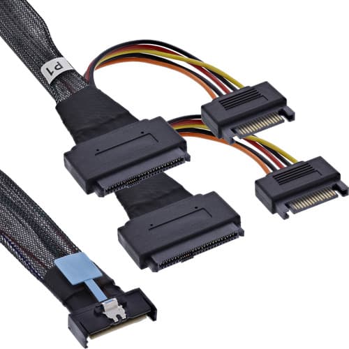 Inline® Mcio Kabel, Mcio X8 Zu 2x Sff-8639 U.2, Pcie 5.0, 1m