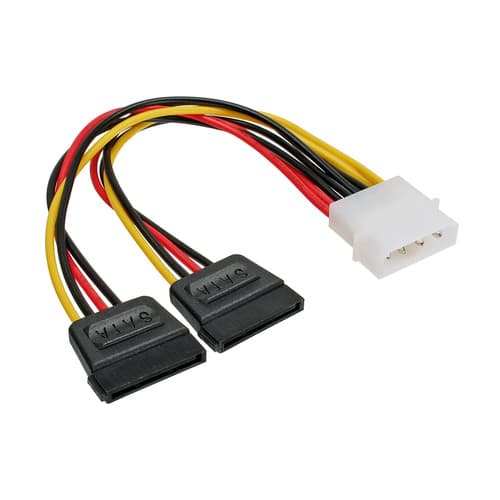 Inline® Strom Y-Kabel Intern, 1x 13,34cm (5,25) An 2x 15pol Sata, 0,20m