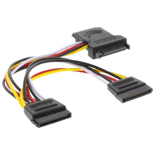 Inline® Sata Stromadapterkabel, Sata Stecker / Buchse, An 2x Sata Stecker, 0,15m