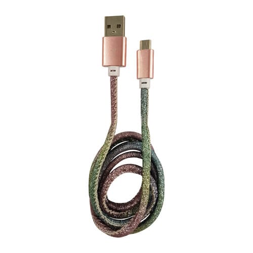 Lc-Power Lc-C-Usb-Micro-1m-4 Usb A Zu Micro-Usb Kabel, Disco-Glitzer, 1m