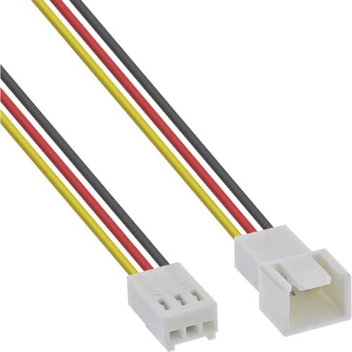 Inline® Lüfterkabel Verlängerung, 3pol Molex Stecker/Buchse, Tachosignal, 0,6m