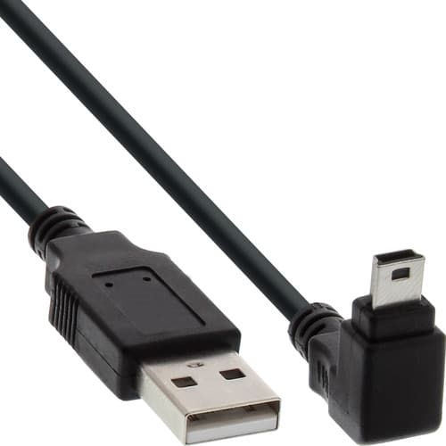 Inline® Usb 2.0 Mini-Kabel, St A/Mini-B St 5pol, Unten Abgew. 90�, Schwarz, 1m