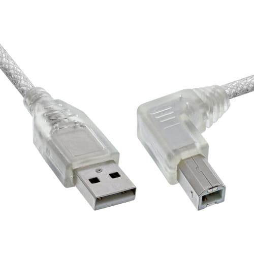 Inline® Usb 2.0 Kabel, A An B Rechts Abgewinkelt, Transparent, 1m
