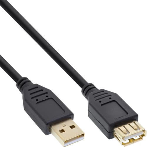 Inline® Usb 2.0 Verlängerungskabel Typ A, Schwarz, Vergoldete Kontakte, 0,5m