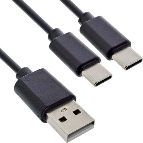 Inline® Usb 2in1 Y-Ladekabel, 1x Usb-A Stecker An 2x Usb-C Stecker, 0,5m