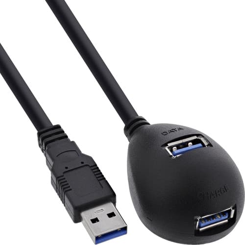 Inline® Usb 3.2 Gen.1 Verlängerung, A Stecker Auf 2x A Buchse, Standfuß, 2m