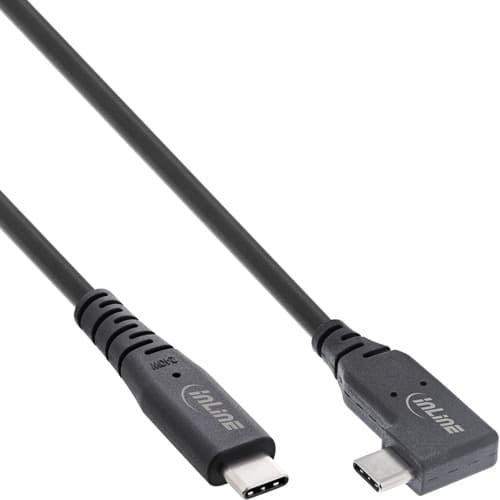 Inline® Usb4 Kabel, Usb-C, Gewinkelt, Pd 240 W, 8k60hz, Tpe, Schwarz, 1 M