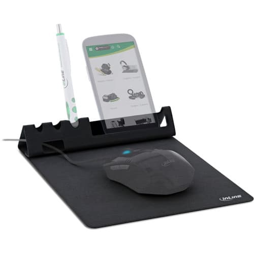 Inline® Multifunktions-Mauspad Mit Handy Und Stifthalter, Faltbar, Schwarz