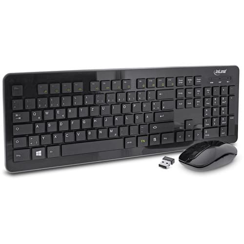 Inline® Design Desktop, Tast.-Maus Set, Usb 2,4ghz, Max. 1600dpi, Schwarz