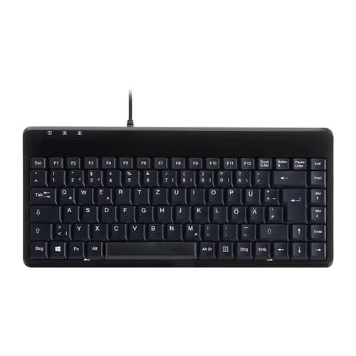 Perixx Periboard-409 H, De, Mini Usb-Tastatur, 2 Hubs, Schwarz
