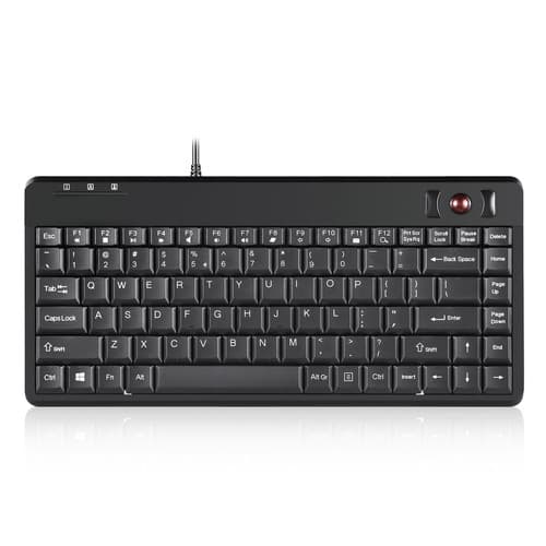 Perixx Periboard-505h Plus Us, Mini Usb-Tastatur, Trackball, Hub, Schwarz