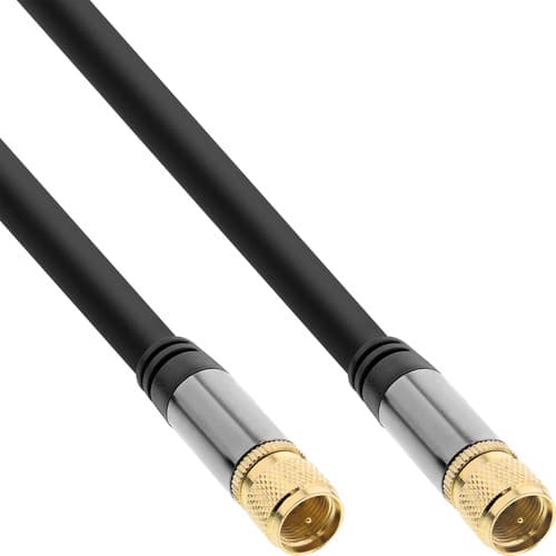 Inline® Premium Sat-Kabel, 4x Geschirmt, 2x F-Stecker, >110db, Schwarz, 3m