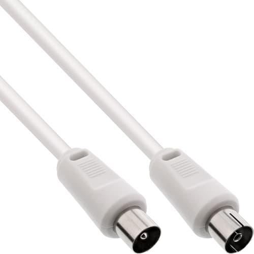 Inline® Antennenkabel, 2x Geschirmt, >75db, Weiß, 2m