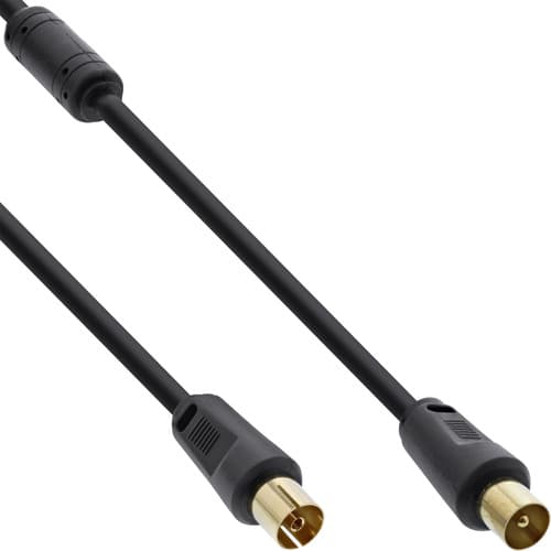 Inline® Antennenkabel Premium, 2x Geschirmt, Mit Filter, >85db, Schwarz, 5m