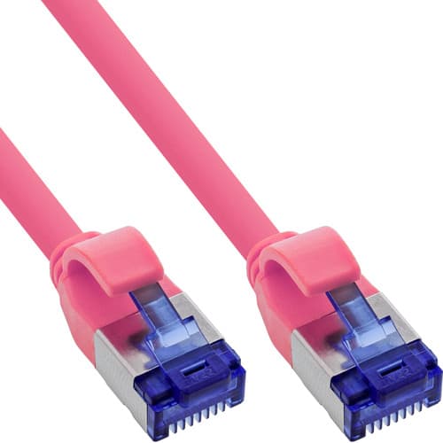 Inline® Patchkabel Slim, Cat.6a, S/Ftp, Tpe (Lszh) Flexibel, Poe, Magenta, 20m