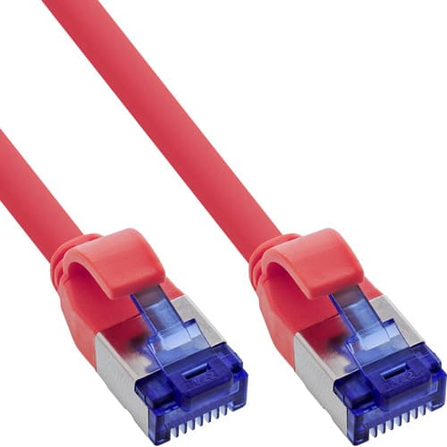 Inline® Patchkabel Slim, Cat.6a, S/Ftp, Tpe (Lszh) Flexibel, Poe, Rot, 30m