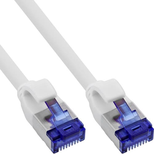 Inline® Patchkabel Slim, Cat.6a, S/Ftp, Tpe (Lszh) Flexibel, Poe, Weiß, 15m